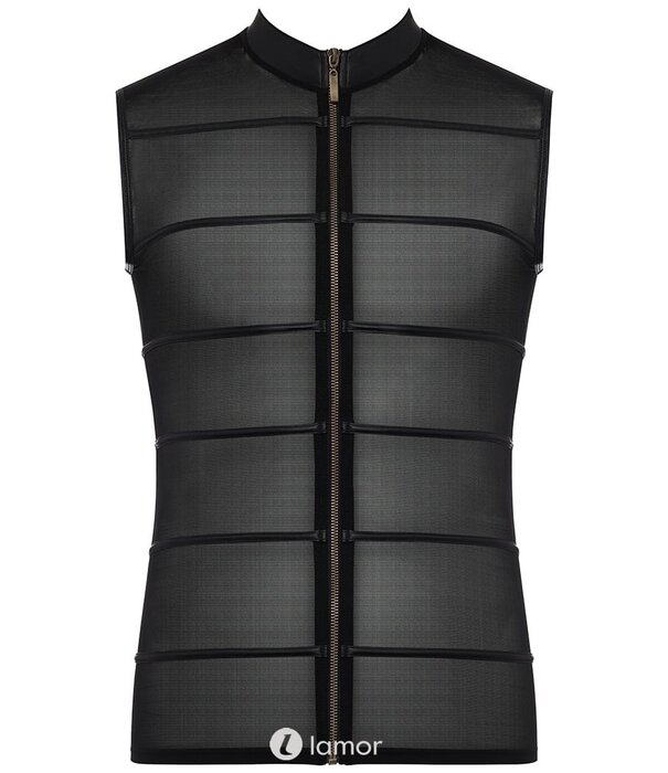 * NEK Heren shirt van tule met wetlook strepen van het merk N E K