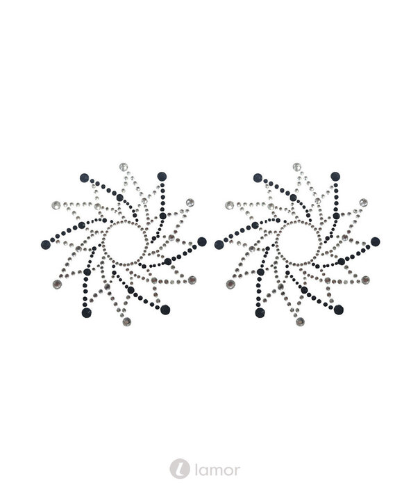 * BE LILY Tepelplakkers van zwart & transpartante strass steentjes van Be Lily