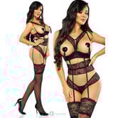Sexy zwart 3-delige lingerie set Lilie