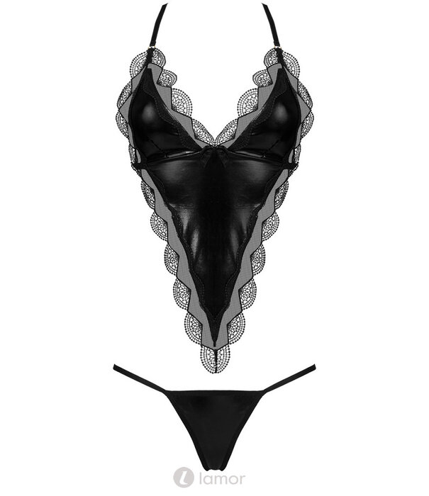 * BEAUTYNIGHT Spannende 2-delige lederlook set van lederlook en kant