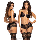 Sexy zwart 2-delige lingerie set kant en een glanzende stof