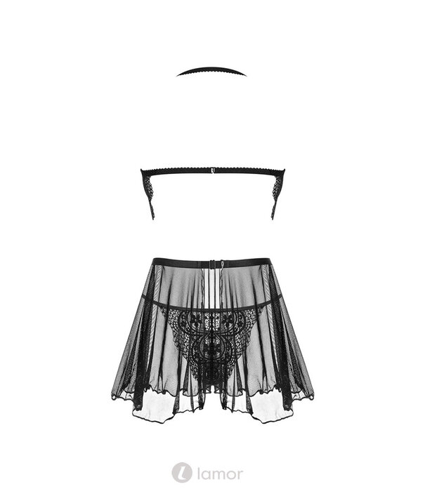 * BEAUTYNIGHT Sensueel  Zwarte chemise Dark Mirage met thong