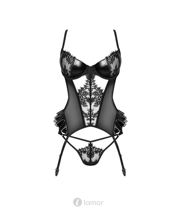 * BEAUTYNIGHT Sexy Jarretelkorset Rafaella van een wetlook materiaal en kant