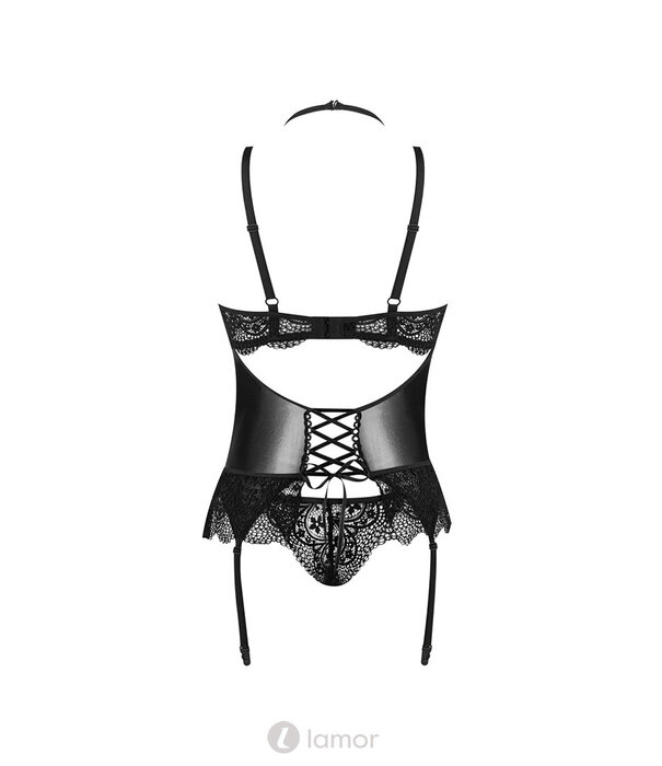 * BEAUTYNIGHT Sexy Jarretelkorset Fantasy van een wetlook materiaal en kant