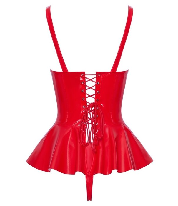 * BLACK LEVEL Rode lak Peplum Top & String van Black level