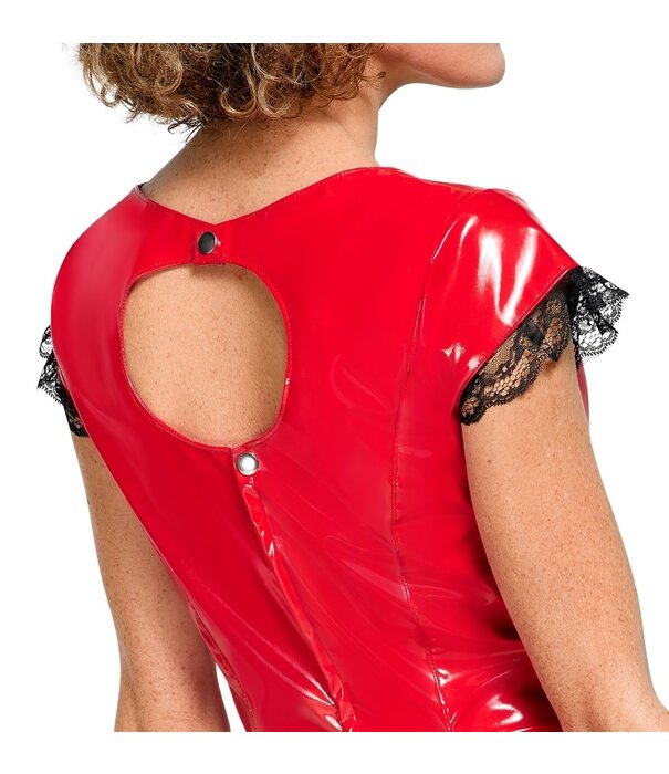 * BLACK LEVEL Rode lak minijurk met uitlopende rok van Black level