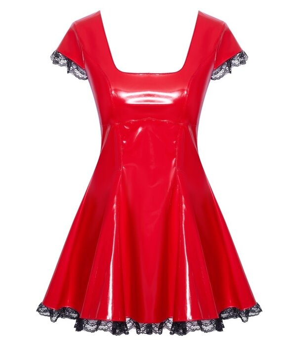 * BLACK LEVEL Rode lak minijurk met uitlopende rok van Black level