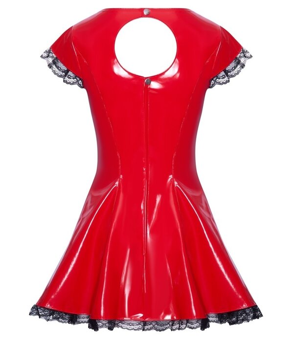 * BLACK LEVEL Rode lak minijurk met uitlopende rok van Black level