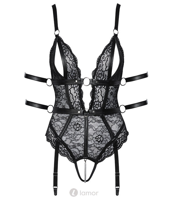 * COTTELLI  Bondage body kruisloos met jarretels