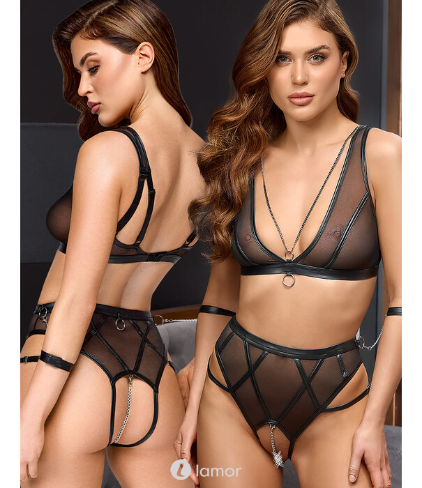 * COTTELLI  Zachte Bondage  bh- en tailleslip ouvert in set