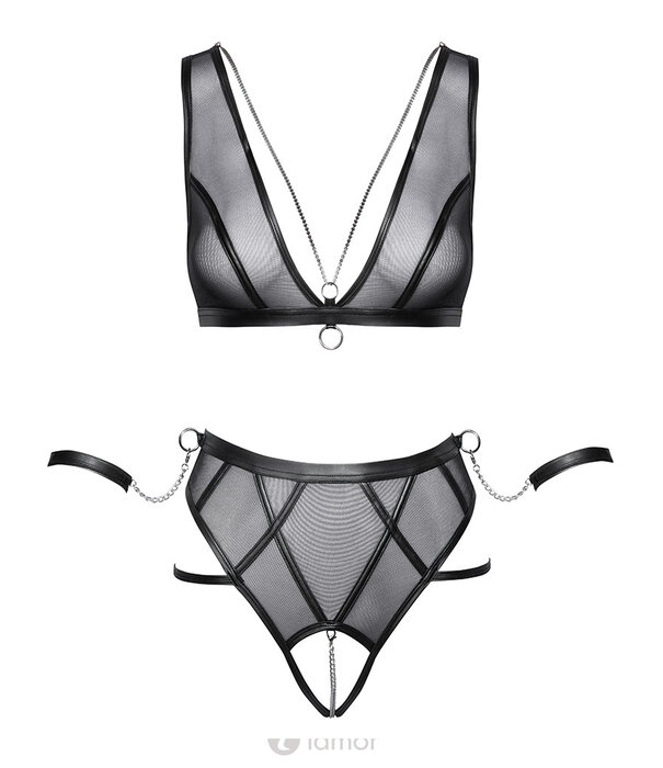 * COTTELLI  Zachte Bondage  bh- en tailleslip ouvert in set