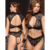 Zachte bh-top- en tailleslip ouvert in set