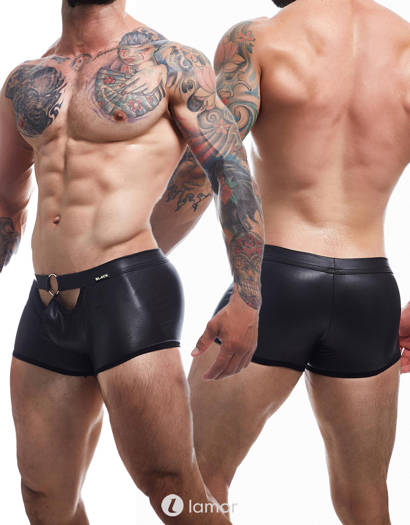 * CUT4MEN Zwarte Wetlook Short, BL4CK03 afbeelding