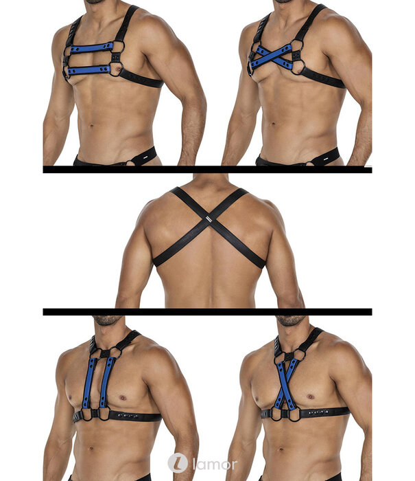 * CUT4MEN 4-way Zwart/blauwe harnas06  van het merk Cut4Men
