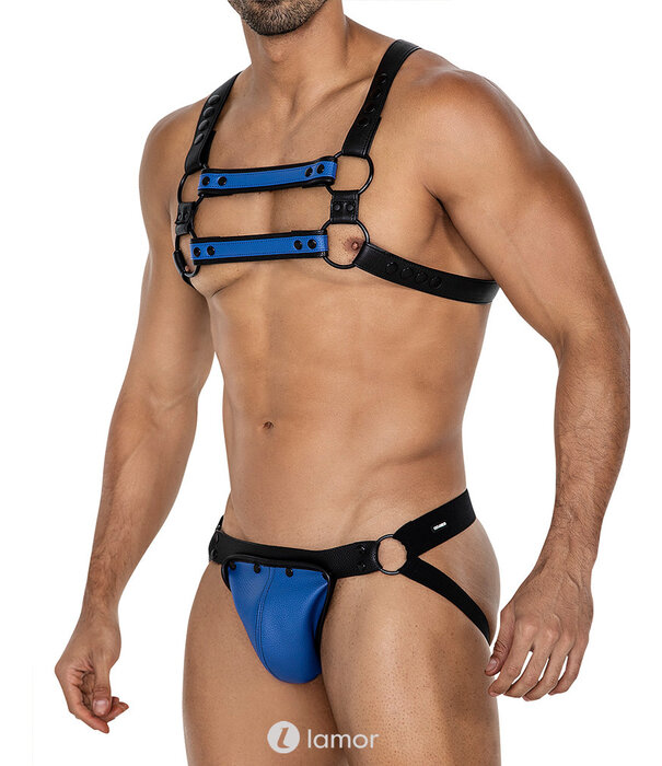 * CUT4MEN 4-way Zwart/blauwe harnas06  van het merk Cut4Men