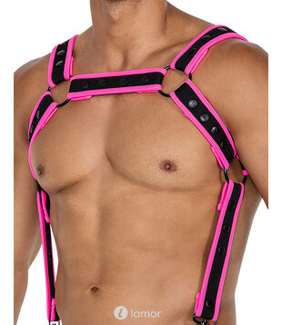 Zwart/Roze Neopreen borstharnas05