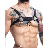 Zwarte lederlook borstharnas01 van het merk Cut4Men