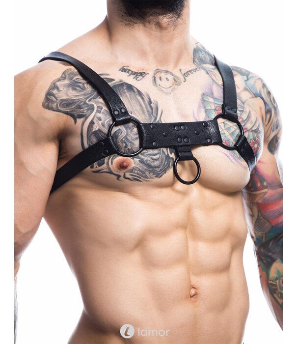 * CUT4MEN Zwarte lederlook borstharnas01 van het merk Cut4Men