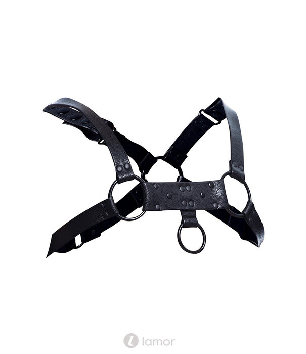 * CUT4MEN Zwarte lederlook borstharnas01 van het merk Cut4Men