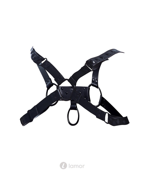 * CUT4MEN Zwarte lederlook borstharnas01 van het merk Cut4Men