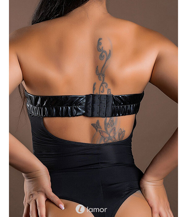 * DARING INTIMATES Zwarte wetlook bustier body van het merk Daring Intimates