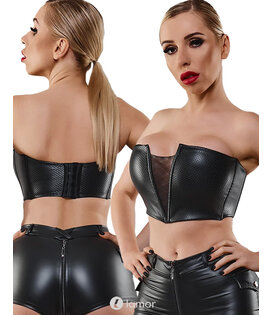 Zwarte lederlook top, Hilda