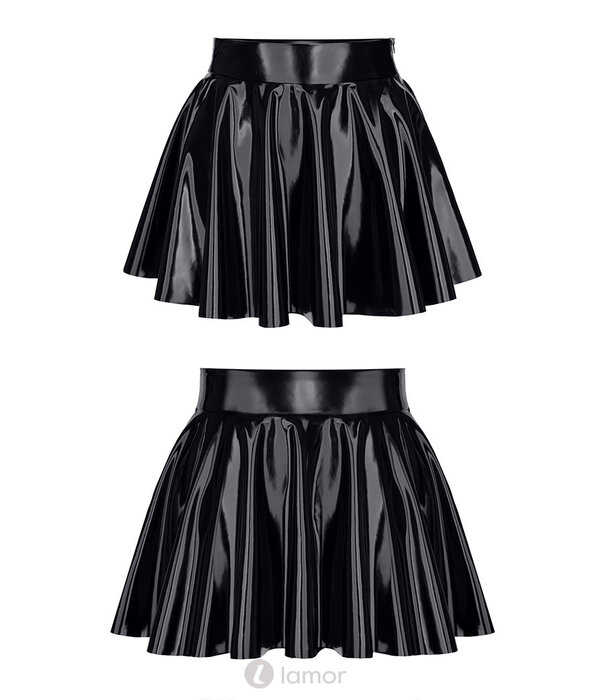 * DEMONIQ Sexy zwart lak rokje geplooid van het mertk Demoniq