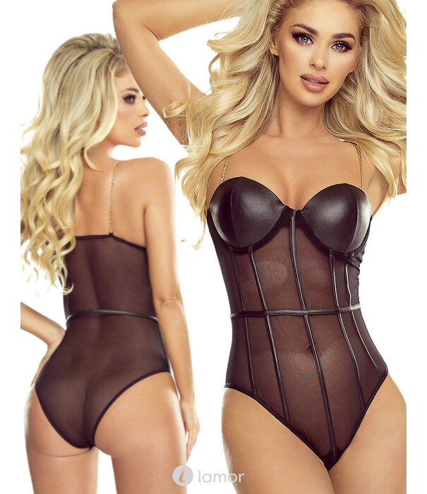 * PROVOCATIVE Adembenemende zwarte body met  gouden ketting bandjes van Provocative