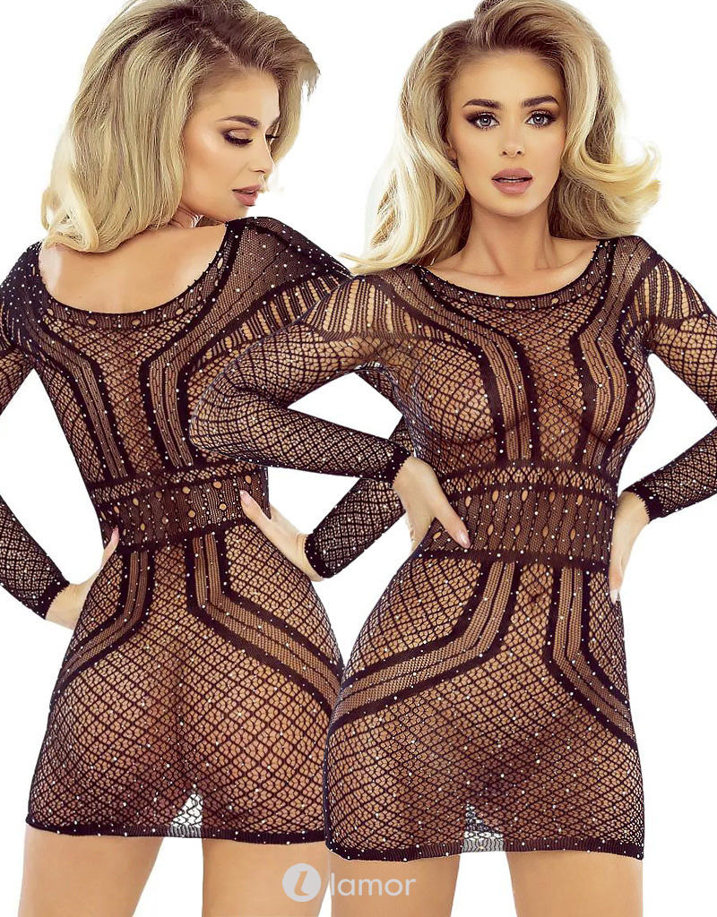 * PROVOCATIVE Zwart net jurk Shine, PR1760 afbeelding