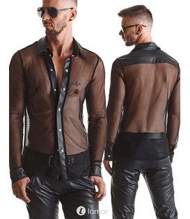 Tule heren blouse met wetlook, Cesare001