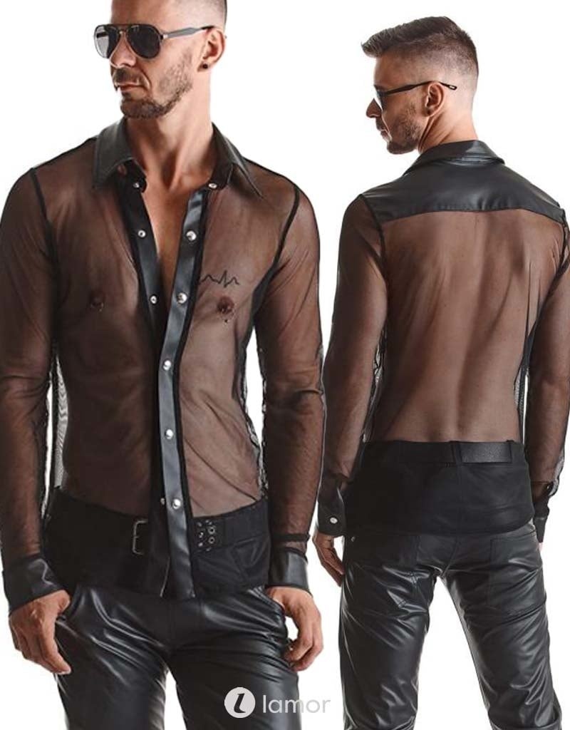 * RFP Tule heren blouse met wetlook, Cesare001 afbeelding