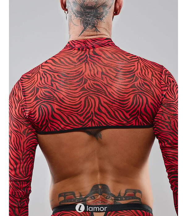 * RFP Rood/zwart heren Croptop met zebra print, van het merk RFP