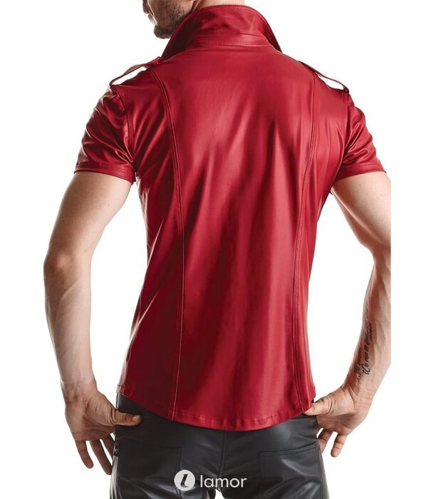* RFP Rood wetlook heren blouse met korte mouwen van het merk RFP