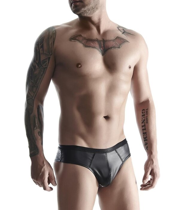 * RFP Slip,gemaakt  van rekbaar matwetlook Materiaal. Brede elastische band. Met Big Boss Effect, via een netinzetstuk .