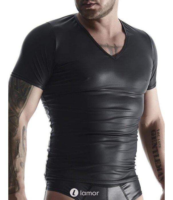 * RFP T-shirt, gemaakt van stretchy mat wetlook materiaal.