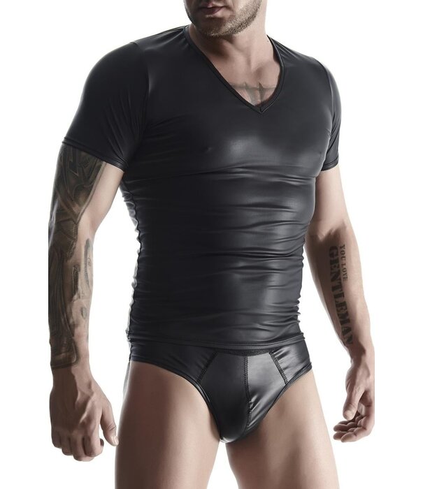 * RFP T-shirt, gemaakt van stretchy mat wetlook materiaal.