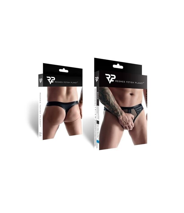 * RFP String,gemaakt van stretchy mesh en matt wetlook materiaal. Brede elastische tailleband.