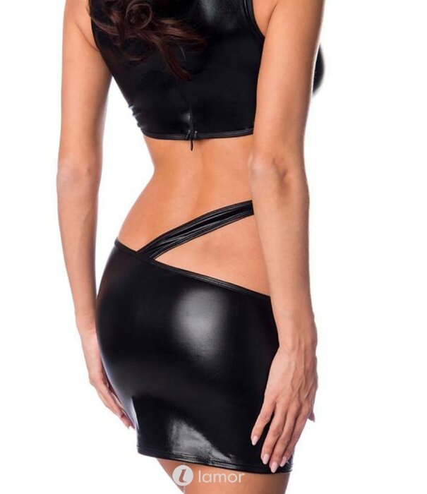 * SARESIA Chique zwart clubwear jurkje met  met royale uitsparingen en ringen  van het merk  Saresia.