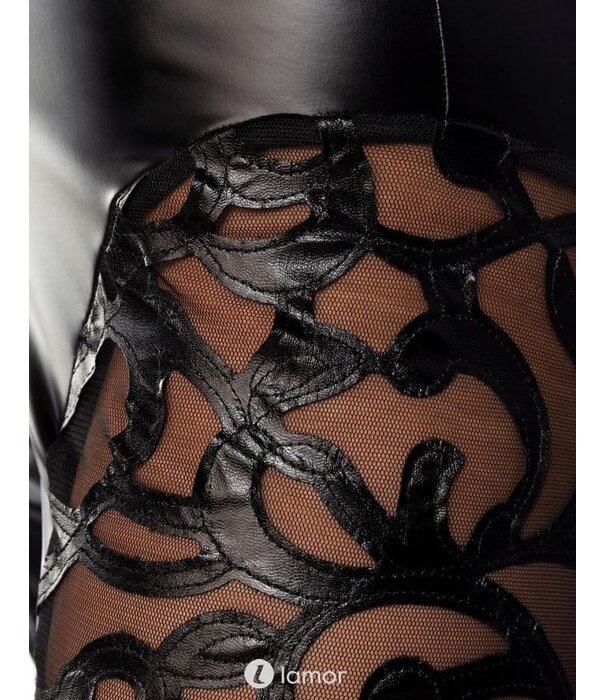 * SARESIA Wetlook legging met opgenaaid bloemmotief vanhet merk Saresia