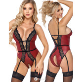 Rode mattlook body Dreams met zwart kant