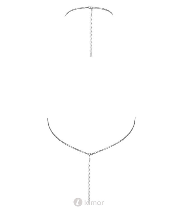 * COTTELLI  Zilverkleurig Metalen Crop-Top van Cottelli – Waterfalkraag, Verstelbare Kettinghalter & Open Rug – Schitterende Glamourlook