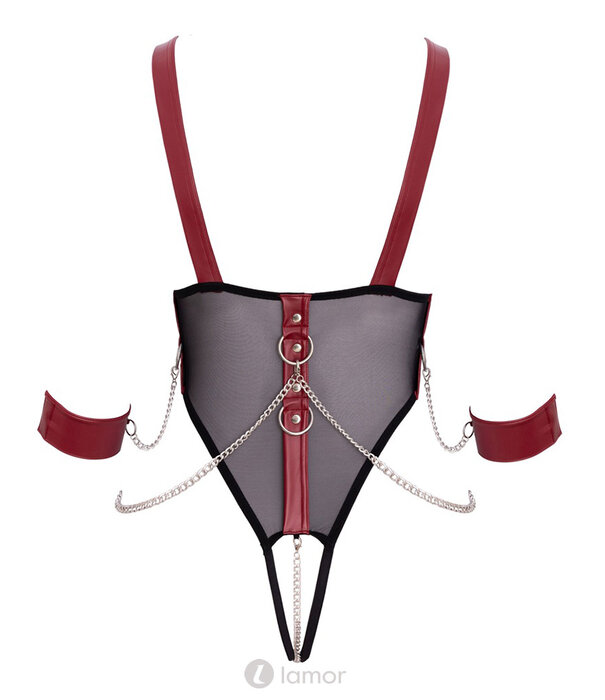 * COTTELLI  Busvrij body ouvert van Cottelli BONDAGE inclusief zachte handboeieny