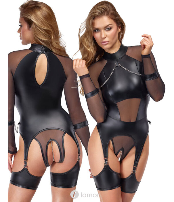 * COTTELLI  Stijlvolle materiaalmix van fijn net en een coole matte look met zilveren accessoires.