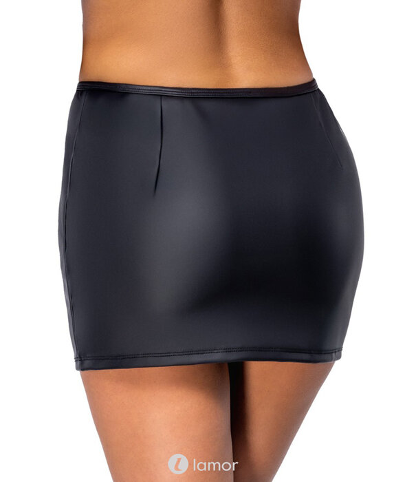 * COTTELLI  Cottelli Mattlook Minirok – Zwart met Doorlopende Strass-Rits aan de Voorzijde – Verleidelijk & Comfortabel Stretchmateriaal