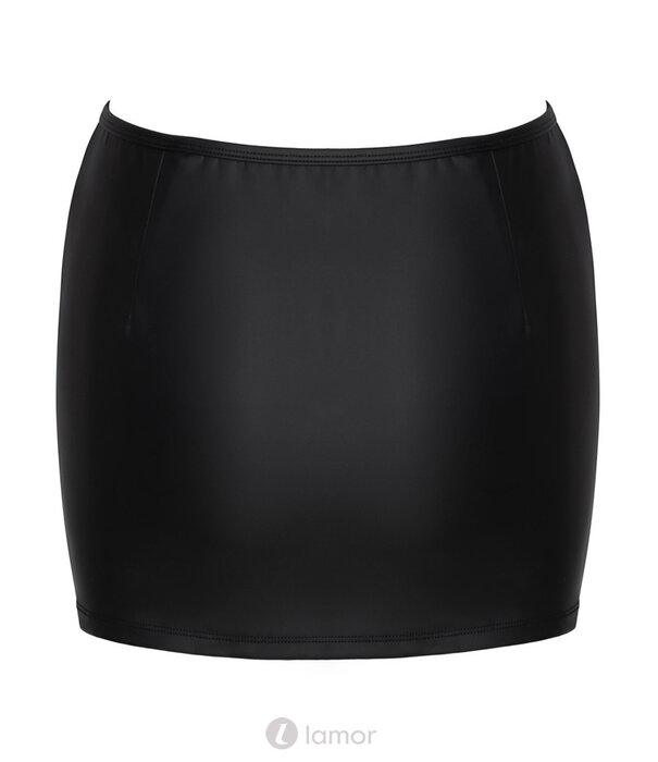 * COTTELLI  Cottelli Mattlook Minirok – Zwart met Doorlopende Strass-Rits aan de Voorzijde – Verleidelijk & Comfortabel Stretchmateriaal