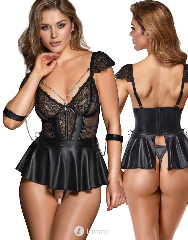 * COTTELLI 3-delige Babydoll set in bondage-stijl, CC2741768 afbeelding