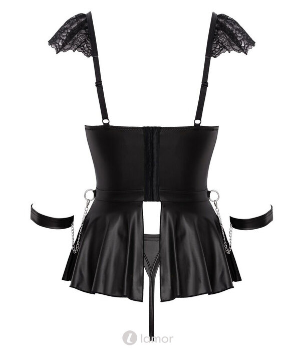 * COTTELLI  3-delige Babydoll set,Babydoll, Ouvert-snaar en zachte handboeien