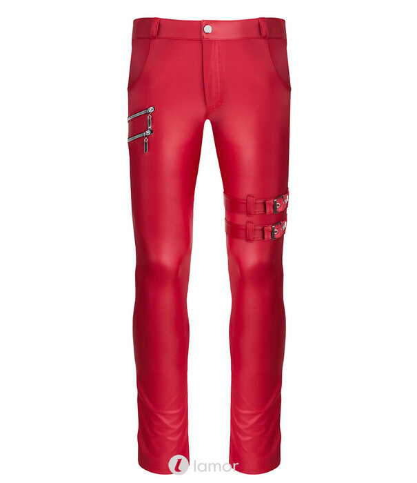 * RFP Matte Rode wetlook heren broek, Tommaso van het merk RFP