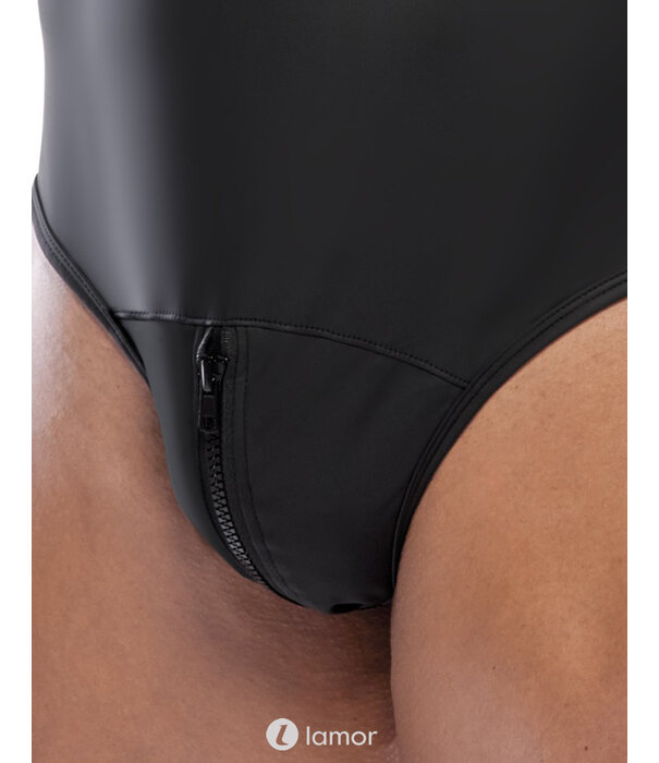 * SVENJOYMENT Zwarte Stringbody in Ringerstyle met Ritsje en Mattlook – Elastisch & Comfortabel Design van Svenjoyment