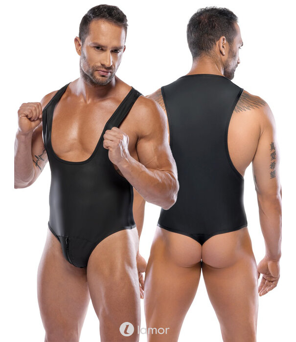 * SVENJOYMENT Zwarte Stringbody in Ringerstyle met Ritsje en Mattlook – Elastisch & Comfortabel Design van Svenjoyment